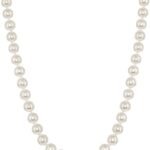 14K Gold White Japanese   Pearls 18" Silk-Knotted Strand Pearl Necklace - Choice of Pearl Size & Clasp Gold Color