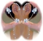 2PCS Butterfly Tassel Zircon Earrings Butterfly Ear Cuffs No Piercing Butterfly Flower Climber Wrap Around Earrings Fairy Butterfly Ear Clip Jewelry Gifts