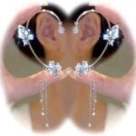 2PCS Butterfly Tassel Zircon Earrings Butterfly Ear Cuffs No Piercing Butterfly Flower Climber Wrap Around Earrings Fairy Butterfly Ear Clip Jewelry Gifts