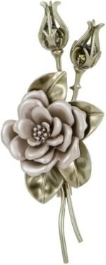 Luxury  Gold Camellia Rose Brooch with Moissanite - Vintage Elegance, Perfect Accessory for Coats & Evening Wear, Ideal for Weddings & Formal Events, Women's Sophisticated Jewelry