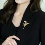 Gold Moissanite Lily of the Valley Pearl Brooch - Vintage Accessory for Coats and Outerwear - Image 2