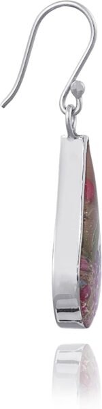 Sterling Silver Pressed Flower Teardrop Earrings (previously ) - Image 2