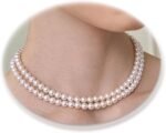 Pearl Standard Necklace for Women 6mm Pearl Choker Chain Necklace Gifts for Women Mom Grandma
