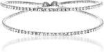 Crystal Bracelet for Women – Rhinestone Bangle Bracelet – Silver & Gold Plated - Flexible & Adjustable – Two Row - Bridal, Wedding, Prom, Party, Pageant, Evening, Casual, Bracelet - with Gift Box