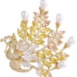 Gold Majestic Phoenix Brooch Embellished with Lustrous Pearls and Colorful Gemstones, Sophisticated Jewelry for Memorable Events, Must-Have Accessory for Elegant Women