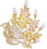 Gold Majestic Phoenix Brooch Embellished with Lustrous Pearls and Colorful Gemstones, Sophisticated Jewelry for Memorable Events, Must-Have Accessory for Elegant Women