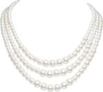 Round Imitation Pearl Necklace Vintage Multi Strands Necklace 20s Flapper Necklace for Party