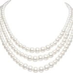 Round Imitation Pearl Necklace Vintage Multi Strands Necklace 20s Flapper Necklace for Party
