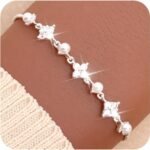 Dainty Gold Silver Flower Star Bow Butterfly Bracelets for Women, Sparkly Adjustable Slider Chain Rhinestone Bracelet Wedding Prom Holiday Fashion Jewelry Gift