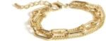 Waterproof Gold Chain Bracelet For Women Non Tarnish,14K Gold Plated Link Dainty Bracelets Stake Layered Bracelet Set Hypoallergen Gold Jewelry