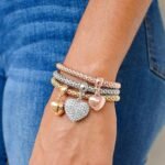 Crystal Charms Multilayer Bracelets - 3PCS Gold/Silver/Rose Gold Corn Chain Bracelet for Women, Tree of Life Heart Shaped Stretch Bracelet - Image 2