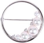 Japanese 3.5-7.0mm  Cultured Pearl with Blue moonstone Brooch for Women with Sterling Silver | Elegant Design Excellent Gift | Pearl Brooch