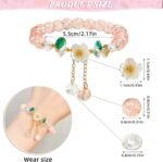 6Packs Colorful Flower Crystal Bracelets,Handmade Stretch Bracelet Floral Beaded Bracelets for Women Jewelry - Image 2