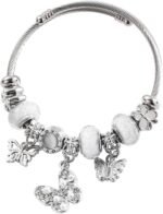 Silver Women Bracelets - Adjustable Charm Bracelets for Women Birthday Gifts Favors Titanium Steel Bracelet Bundle Jewelry Kit