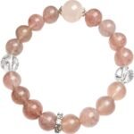 Natural crystal bracelet featuring 13mm beads and silver accents, handcrafted and one-of-a-kind. This versatile, high-end stretchy bead bracelet for women is perfect for personal wear or as a gift.