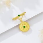 Personalized  Gold/Plated Gold Round Emerald Locket Picture Brooch Natural Gemstone Emerald Locket Charm Custom Fine Jewelry Gift for Wome Men - Image 2