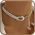 Gold Choker Necklaces for Women - Dainty Necklace 18k Gold Plated Choker Necklace Simple Gold Charm Jewelry For Women