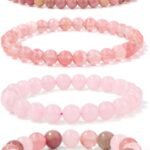 4pcs Beaded Bracelets for Women,Natural Healing Crystal Gemstones Bracelet,Anxiety Stress Relief Bracelet Handmade purple Jewelry Gifts for Women