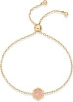 14K Gold Plated Hexagon Gemstone Bracelet for Women | Natural Birthstone 9" Bracelet