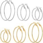 Stainless Steel gold silver Plated Hoop Earrings for Women, Hypoallergenic Hoops  Earrings and Studs Earrings Cartilage Small  Earrings Ball Earrings Women's Earrings Loop Earrings Set