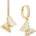 Small Hoop Dangle Earrings for Women, Trendy Dainty Rhinestone  Dangling Prom Wedding Leaf Flower Snowflake Butterfly Fashion Jewelry