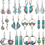 12 Pairs Teardrop Druse Crystal Drop Dangle Earrings for Women Cubic Zirconia  Hoop Earring Jewelry Set Christmas Gifts