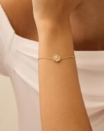 14K Gold Plated Hexagon Gemstone Bracelet for Women | Natural Birthstone 9" Bracelet - Image 2