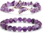 Amethyst Bracelet For Women Anxiety Amethyst Beaded Bracelets Butterfly Charms Healing Stone Layered Bracelet Gifts For Women
