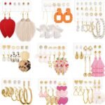 Earrings Set for Women,  Fashion Tassel Earrings Acrylic Hoop Stud Drop Dangle Earrings for Birthday Party, Assorted Styles and Colors
