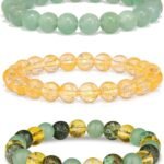3pcs Wealth Money Bracelets,Healing Crystal Citrine African Turquoise Bracelets for Women Men,Lucky Feng Shui 8mm Natural Stone Green Aventurine Beaded Spiritual Gemstone Jewelry Gifts