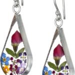 Sterling Silver Pressed Flower Teardrop Earrings (previously )