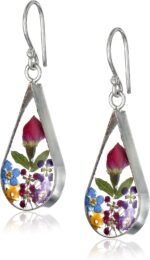 Sterling Silver Pressed Flower Teardrop Earrings (previously )