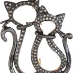 Diamond Statement Elegant Brooch pin for women Kitty Couple Pendant 1.05 Carat BrownNatural Diamonds in Certified Natural Diamond Pendant, Brooches For Women