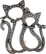 Diamond Statement Elegant Brooch pin for women Kitty Couple Pendant 1.05 Carat BrownNatural Diamonds in Certified Natural Diamond Pendant, Brooches For Women